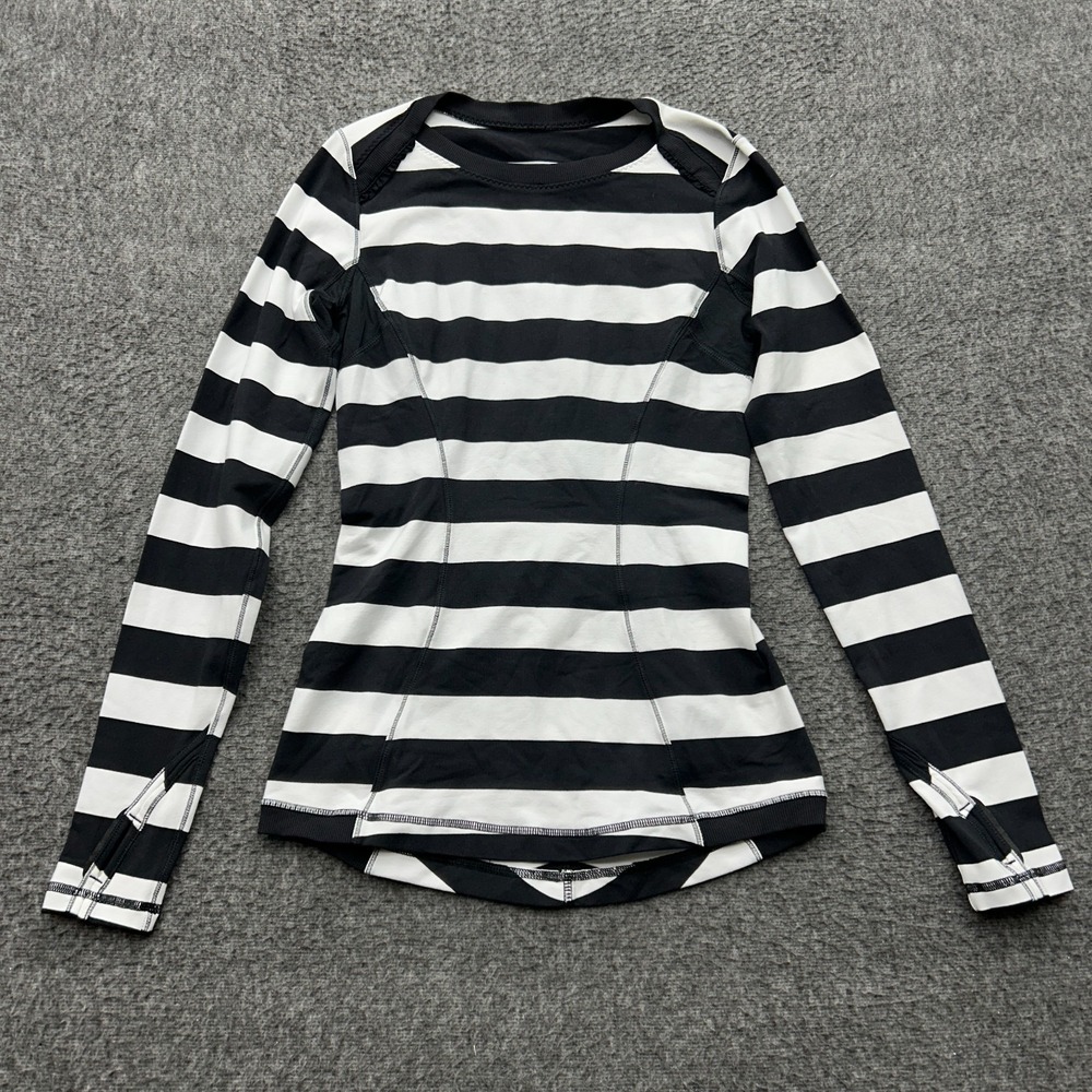 Lululemon Base Runner Shirt Womens Size 4? Long Sleeve Pullover Striped Yoga‎